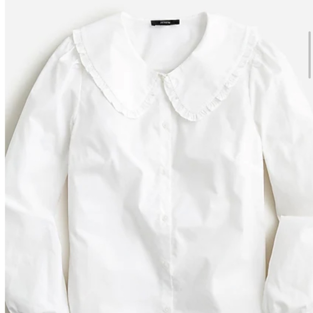 J crew ruffle collar button up shirt White size 10 gently used